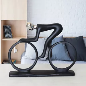 Art Deco Sculpture Abstract Bicycle Rider Resin Statue Bike Racing Figurines - Picture 1 of 6