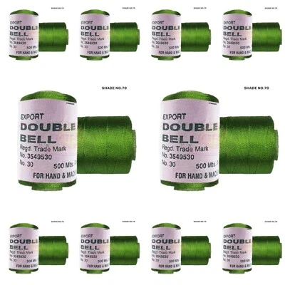 10X Double Bell Viscose Rayon Thread for Embroidery Color Green Shade No.70 - Image 1 of 3