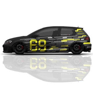 Auto Seitenaufkleber Set Racing Stripes Tuning Design mit Startnummer - 43 Farbe - Picture 1 of 5