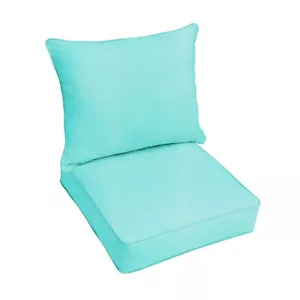 Sunbrella Canvas Aruba Blue Indoor Outdoor Deep Seat Pillow Chair Cushion Set - Picture 1 of 4
