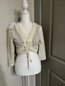Emory Park Women's size small knit pointelle Cropped corset like cardigan - Picture 1 of 6