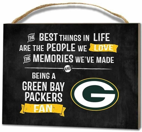 Green Bay Packers 5x5 Licensed Small Wood Plaque Best Things In Life Cover