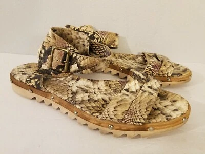 AGL Attilio Giusti Leombruni Snakeskin Print Studded Sandals 9/39 Italy $420 - Image 1 of 4