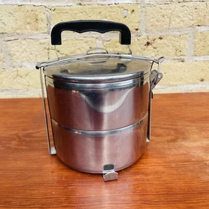 Stainless Steel Lunch Box 2 tier Carrier Set - Picture 1 of 10