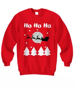Santa Claus Ho Ho Ho Christmas Holiday Sweatshirt | Ugly Xmas Sweater - Picture 1 of 14