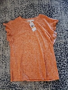 Camisa Michael Kors Mediana Mujer Hoja de Arce Naranja Oscuro Talla S Nueva con Etiquetas - Imagen 1 de 6