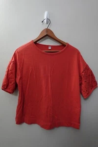 UNIQLO Kurzarm-Blusentop Damen groß orange Spitze - Bild 1 von 13