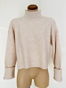 PHILOSOPHY Cropped High Neck Oatmeal Knit Pullover Size L / 14-16 EXCELLENT COND - Bild 1 von 8