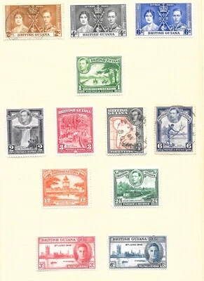BRITISH GUIANA 1937-46  ALBUM PAGE MINT HINGED & USED - Image 1 of 3