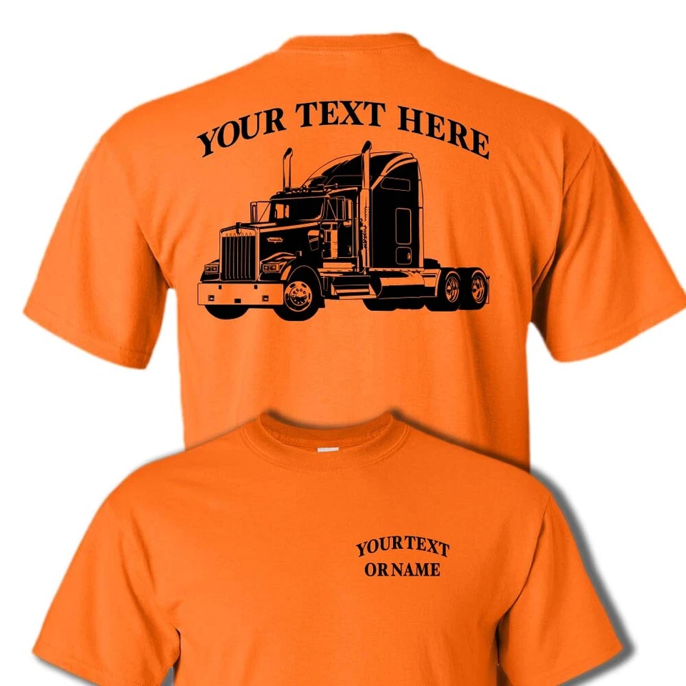 KENWORTH W900 SEMI TRUCK -  PERSONALIZED CUSTOM COTTON T-SHIRT #BR001 - Imagem 1 de 1