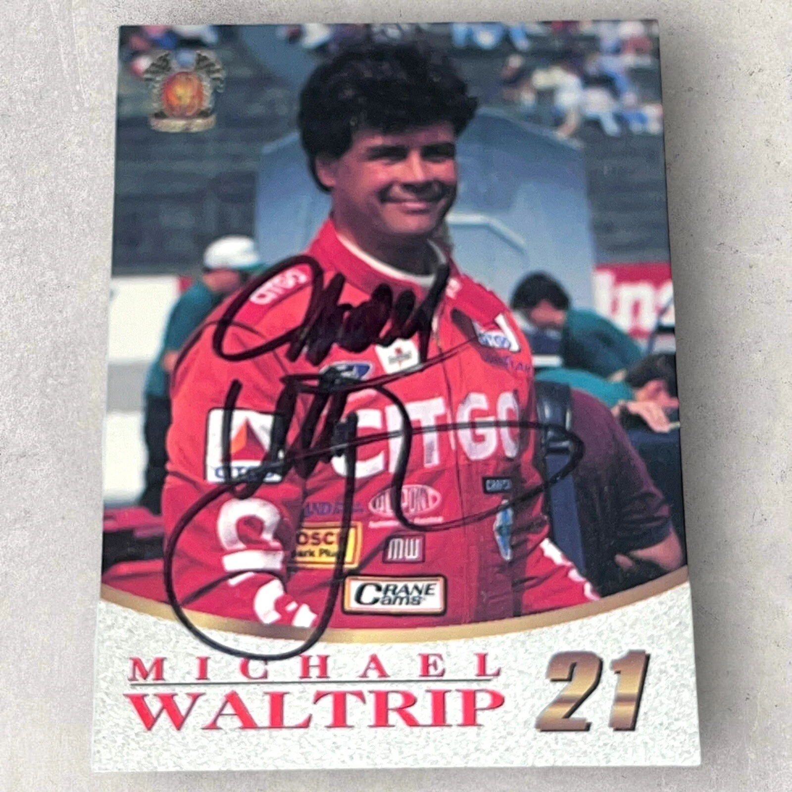 Michael Waltrip WOOD BROS RACING #21 1997 SCORE BOARD NASCAR autographed card