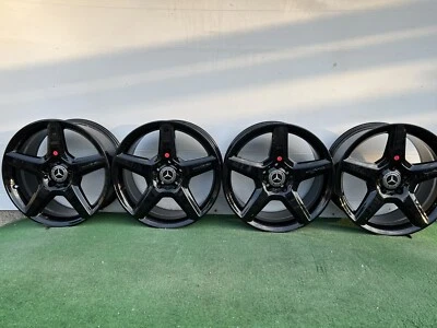 JUEGO LLANTAS MERCEDES BENZ AMG E550 E350 18" NEGRO BRILLANTE GENUINO DE FÁBRICA OEM Foto 1 de 4