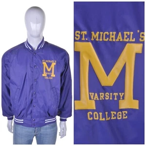 VINTAGE US Satin Varsity Jacket L College University Bomber Letterman Baseball - Picture 1 of 8