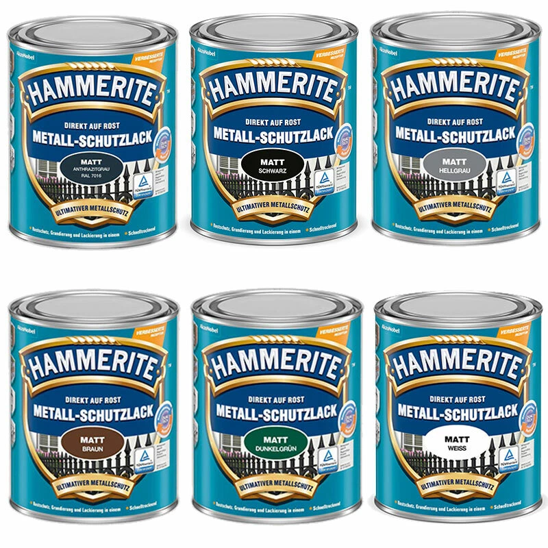 Hammerite Metall Schutzlack Matt 750 ml alle Farbtöne Rostschutz 0,75 Ltr. - Bild 1 von 1