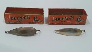 VINTAGE JOHNSON’S SPOOON SILVER MINNOW 1210  America's Favorite Lot of 2 US MADE - Picture 1 of 8