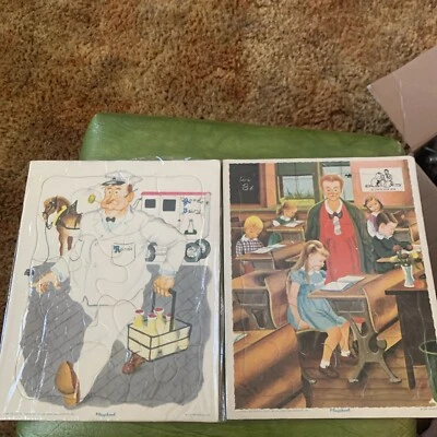 2 Vintage  Playskool Puzzles Milkman Teacher Simon Schuster Writers Guild Nice - Image 1 of 4