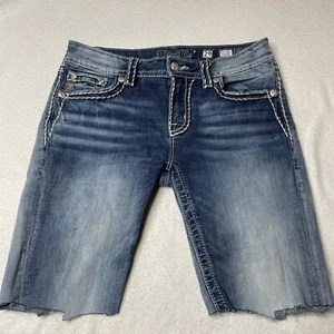 MISS ME Signature Blue Denim Cut Off Jean Shorts Size 29 STYLE - Picture 1 of 11