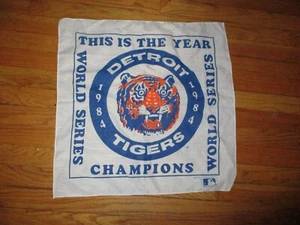 New Original Vintage 1984 DETROIT TIGERS World Champions 22 Inch Square Bandana - Picture 1 of 1