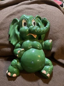 Rare Green 1973 Original Vintage HOMCO Elephant Wall Plaque Plastic Sooo Cute - Picture 1 of 8