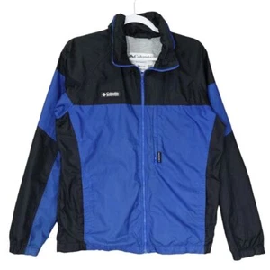 Columbia Jacket Youth XL Blue Black Color Block Jersey Lined Packable Hooded VTG - Picture 1 of 17