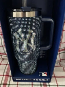 NY Yankees MLB Tumbler 40 Oz Blue Sparkling Bling Colossal New in the Box. - Picture 1 of 6
