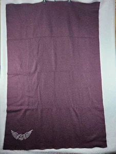 Vintage Woolrich Wool Blanket Made in USA USPS Winged Wheel Embroidered Burgundy - Picture 1 of 10