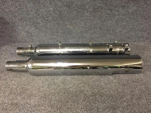 Harley Screaming Eagle Chrome Slip-On Mufflers 65957-00 with Heat Shields - Picture 1 of 8