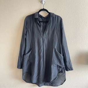 CP Shades Teton Seidenmischung grau Langarm Tunika Top Oversize Damen Small - Bild 1 von 8
