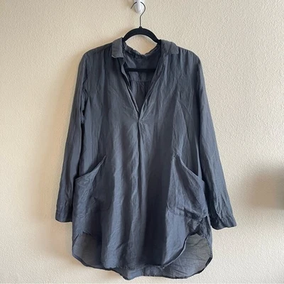 Túnica CP Shades Teton mistura de seda cinza manga longa tamanho grande feminina pequena - Imagem 1 de 4