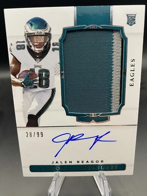Jalen Reagor 2020 Panini National Treasures RPA Rookie Jersey Patch Auto 28/99 - Image 1 of 2