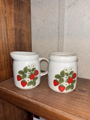 Vintage McCoy Strawberry Sugar and Creamer Set - Image 1 of 3