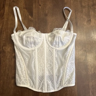 Sujetador Corsé Marfil Lencería Sexy Novia Victoriano Romántico Luna de Miel Talla Pequeña Foto 1 de 4