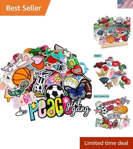 Vibrant 60 pcs Iron-On Patches: Assorted Styles for Personalizing Clothing - Picture 1 of 8