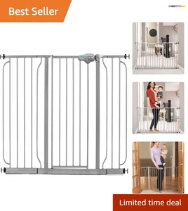 51 Inch Adjustable Platinum Baby Gate with Walk-Through Design for Easy Access - Picture 1 of 7