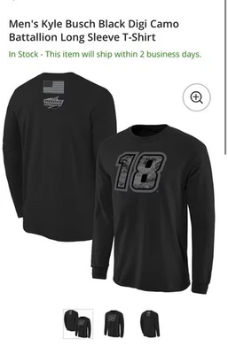 Kyle Busch 18 Longsleeve Digital Camo Black Tee - Image 1 of 4
