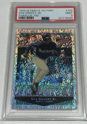 Ken Griffey Jr 1999 cubierta superior Ultimate Victory Parallel 100 - 030/100 PSA 9 Foto 1 de 2