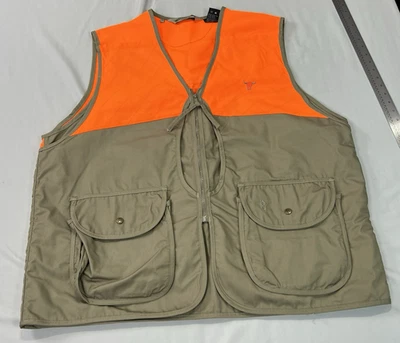 Bob Allen Hunting Vest Mens 2XL XXL Blaze Orange Beige Duck Bird Fowl Pocket EUC - Image 1 of 4