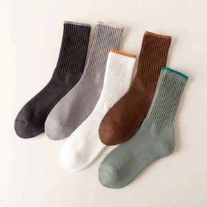 Men's cotton tretchy solid-color mid socks5-Pack - Foto 1 di 10