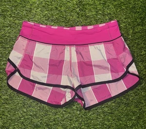 Pantalones Cortos Lululemon Speed Up Para Mujer 4 Rosa Forrados a Cuadros 2.5” Entrepierna Gimnasio Correr - Imagen 1 de 5