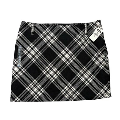 Falda para mujer Old Navy 10 negra blanca a cuadros mezcla de lana mini Preppy Academia vanguardista Foto 1 de 4
