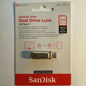SanDisk 512GB Ultra Dual Drive Luxe USB Type-C Flash Drive - SDDDC4-512G-G46GD - Afbeelding 1 van 1