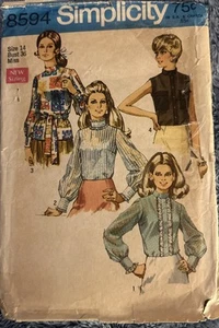 Vintage Simplicity Sewing Pattern 8594 Size 14 Sleeveless Top Blouse UC Bust 36 - Picture 1 of 3