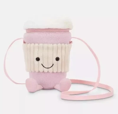 NWT Jellycat Amuseable PINK Coffee To Go Bag Exclusive Soft Plush Toy RARE - Image 1 of 4