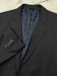 42 R Brooks Brothers 1818 Regent Italy X Drago Charcoal Grey Mini Blue Stripe - Picture 1 of 8