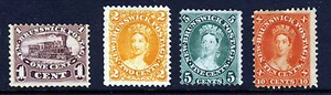 NEW BRUNSWICK CANADA Queen Victoria 1860-63 1c. to 5c. SG 7, 8, 10, 14 & 15 MNG - Picture 1 of 2
