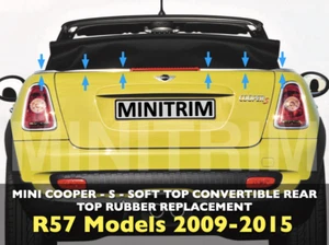 R57 BMW MINI Cooper S 2009-15 Convertible weather rear seal soft top rubber trim - Picture 1 of 9
