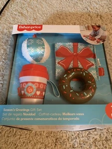 Fisher Price Seasons Greetings Gift Set Baby Teethable Cup Donut Snowball Gift - Picture 1 of 2