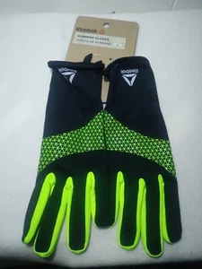Reebok Running Gloves Unisex Size Large Reflective Graphic Smart Touch Black NWT - Picture 1 of 4