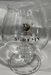 St-Rémy Gold Script Stemmed Snifter Glass French Brandy Bar Glass Souvenir 4.5” - Picture 1 of 6