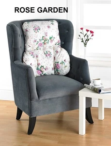 Printed Floral Pattern BACK & LUMBAR SUPPORT CUSHION/PILLOW *Made in the UK*   - Picture 1 of 13